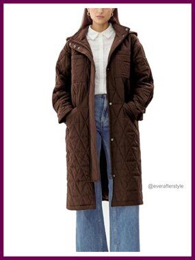 Long Oversized Quilted Puffer Parka Hooded Full Length Winter Coat